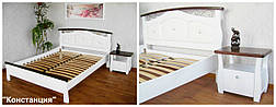 Біла спальня з масиву натурального дерева від виробника "Констанція" (двоспальне ліжко, 2 тумбочки), фото 3