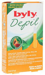 Теплий віск для депіляції обличчя з роликовим аплікатором "Персик і папая" Byly Depil Peach And Papaya Roll-On Facial