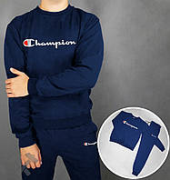 Спортивный костюм Чемпион мужской, брендовый костюм Champion трикотажный (на флисе и без) XS Синий