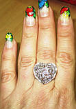 Срібне кільце з рахтопазами "Сердечко", розмір 18.2, фото 8