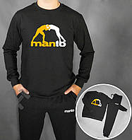 Спортивный костюм Манто мужской, брендовый костюм Manto трикотажный (на флисе и без) XS Черный