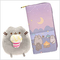 Фіолетовий гаманець з малюнком багаття та іграшка Pusheen 15 см, 88079BA93