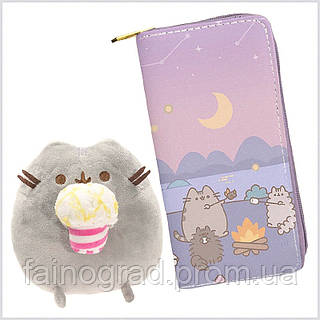 Фіолетовий гаманець з малюнком багаття та іграшка Pusheen 15 см, 88079BA93