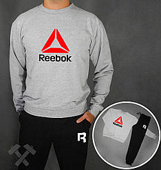 Спортивний костюм Reebok чорний сіра толстовка (люкс) XS