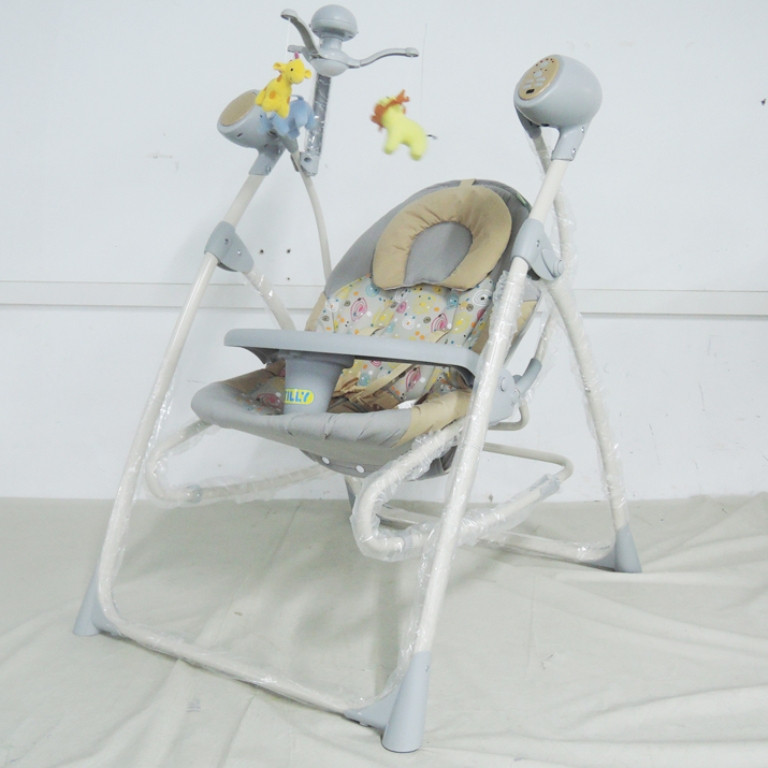 Колиска гойдалки 3 в 1 bt-sc-0005 grey сіра, з пультом