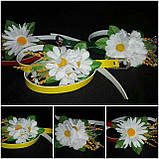 Гарний пояс з квітами "Ромашка", різні кольори ремінців, 65/60 (ціна за 1 шт. + 5 гр.), фото 2