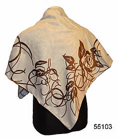 Хустка жіночий колір і легкий шовковий елегантний з принтом і візерунком колір бежевий 90*90