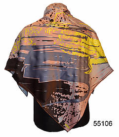 Хустка жіночий шовковий атласний легкий з візерунками і прнтом модерн різнобарвний 90*90