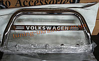 Захист переднього бампера кенгурятник з написом з нержавійки на Volkswagen Touran 2003-2010