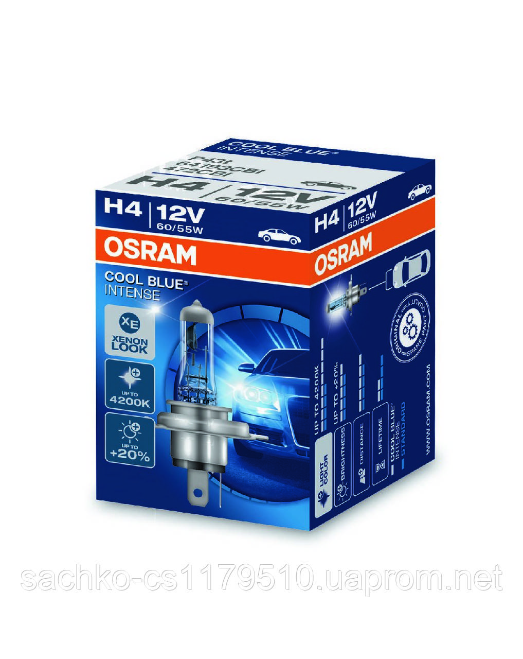 Лампа галогенна Osram Cool Blue OS 64193 CBI (H4) +20%