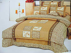 Тканина для постільної білизни Бязь "Gold" Lux GL042 (50м) помаранчева з леопардовим принтом