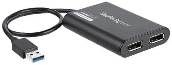 Спліттер Startech.Com Usb To Dual Displayport Adapter - 4K 60Hz 3.0 (5Gbps) External Video Displaylink Dl-6950 Black, фото 1