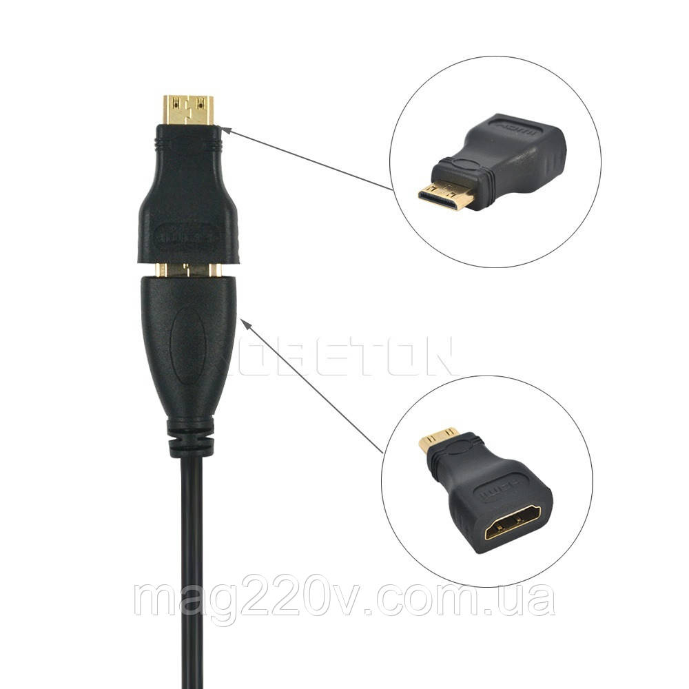 Переходник HDMI(A) - mini HDMI(C) - фото 3 - id-p29159308