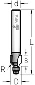Фреза радіусна двозуба з нижнім підшипником WPW ізраїльський D9,5-B9,5-L47-d6