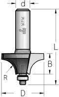 Фреза радіусна двозуба зі зменшеним нижнім підшипником WPW ізраїльський D34,8-B16-L54-d6