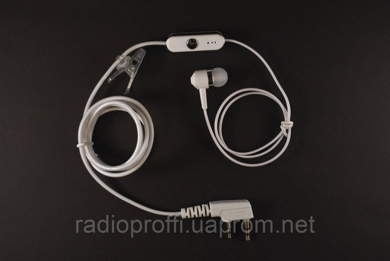 Гарнітура для радіостанції тип Kenwood з вакуумним навушником на 1-вухо, колір білий