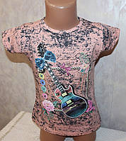 Летняя футболка на девочку "Гитара" 5,6,7,8 лет 100 % хлопок