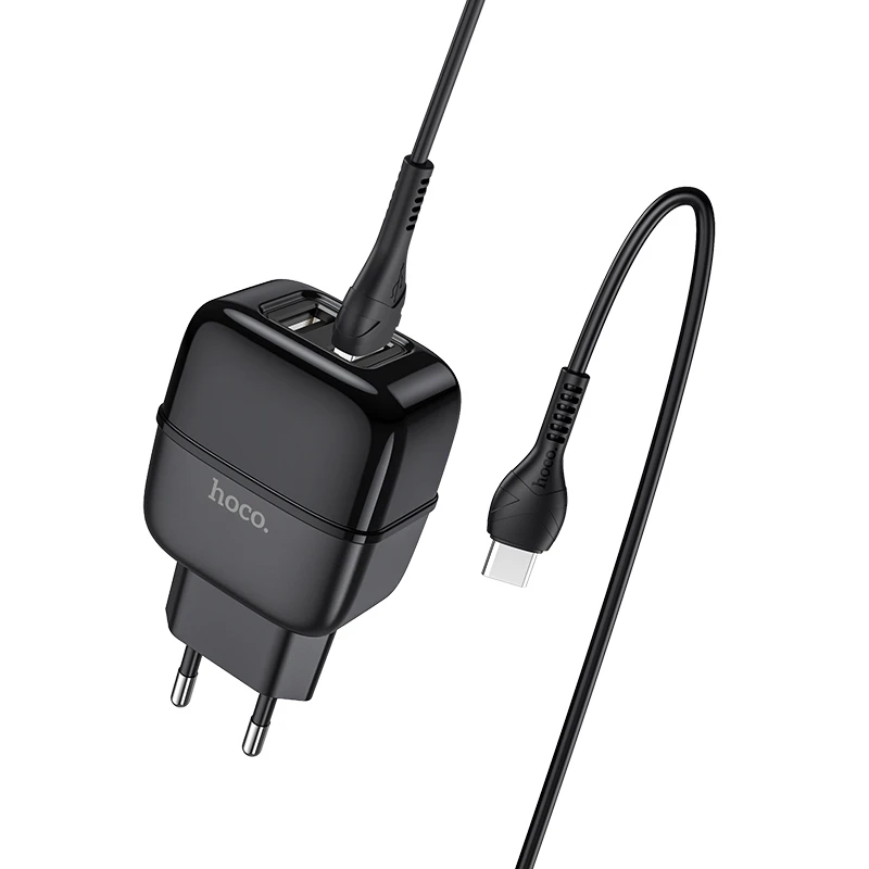Адаптер сетевой Hoco Type-C cable Highway C77A |2USB, 2.4A| черный, фото 1