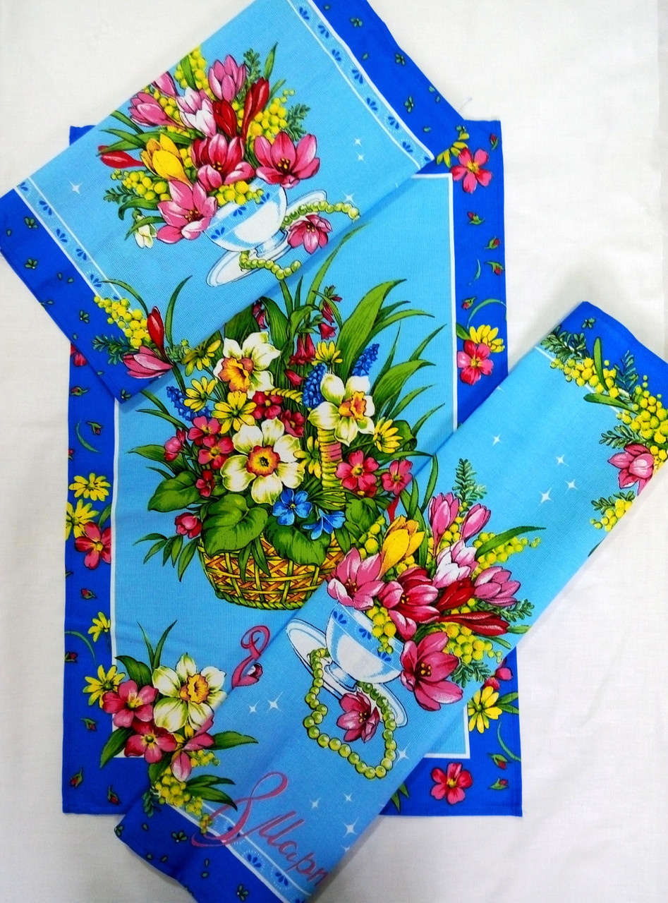Полотенце льняное "Цветы" в подарочной упаковке- 1 шт - фото 4 - id-p514994605