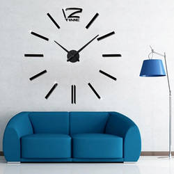 3D годинник Timelike™ 100 см настінний великий Палички-B в офіс чорний