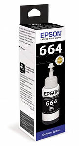 Чорнило EPSON 664 Black Оригінальні (T6641) (C13T66414A) для L100, L200, L300 серій принтерів (70мл)