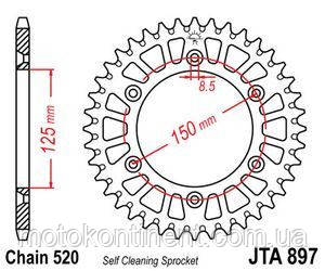 JTA897.40 Мотозвезда JT задня під ланцюг 520 на 40 зубів алюмінієва KTM Duke 620/640,KTM 250 EXC, фото 3