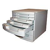 Настільний офісний ящик — НАКОПК, з висувними лотками,  US-8,  10 лотків, пластиковий, молочно-сірий., фото 3