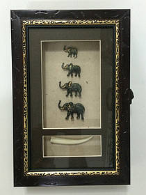 Ключниця настінна дерев'яна "Слони сім'ю", 60029 A