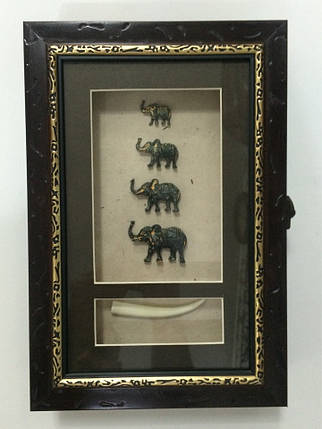 Ключниця настінна дерев'яна "Слони сім'ю", 60029 A, фото 2