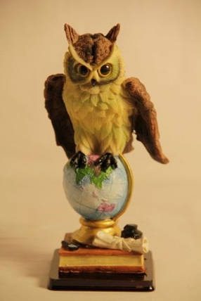 Статуетка сова на глобусі 091205B, фото 2