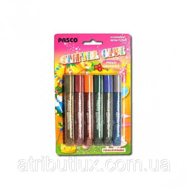 Клей із блискітками 6 кольорів по 10 мл, Multi Colors
