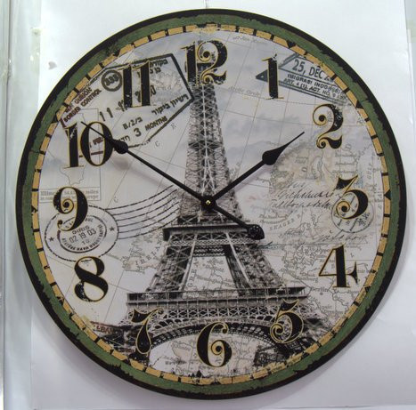 Настінні великі кварцовий годинник МДФ 60см " Париж "