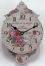 Годинник настінні кварцові з маятником в стилі "Прованс "23 x 3,5 x 16 см (CK01-6)