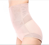 Посліднова білизна. Подвійна утяжка. Високі стягувальні труси, бежевий колір, фото 3