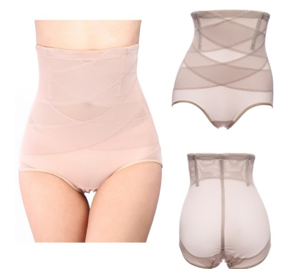 Посліднова білизна. Подвійна утяжка. Високі стягувальні труси, бежевий колір, фото 1