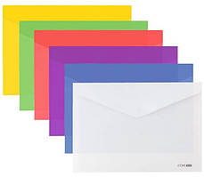 Папка-конверт на кнопці А4, напівпрозора, асорті. ECONOMIX