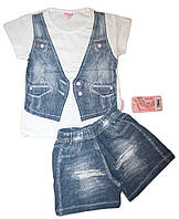 Детский костюм для девочки обманка джинсовый жилет (от 3 до 6 лет)