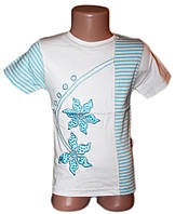 Модна футболка для дівчинки квітка смужка (від 116 до 152 см)