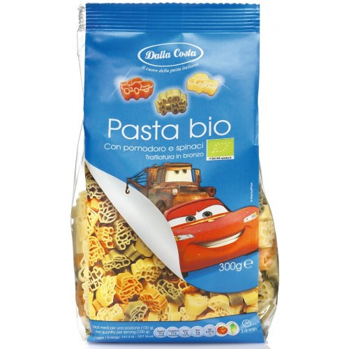 Макарони дитячі Dalla Costa Bio «Тачки» з томатом і шпинатом, 300 г.