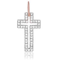 Серебряный крестик с позолотой и камнями "071"