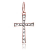 Серебряный крестик с позолотой и камнями "303"