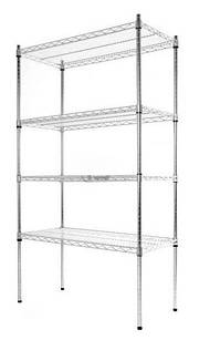 Стелаж металевий хромований 4 полиці 91х46х160 см, для дому, офісів