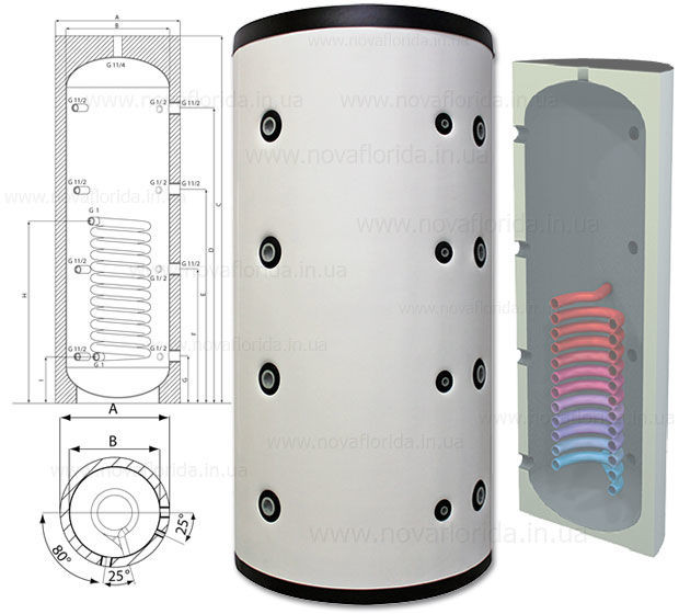 Буферна ємність зі змійовиком Nova Florida WHPS PU S 500S 54 кВт