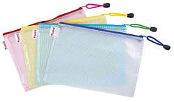 Папка на блискавці, А4, прозорий пластик, асорті. AXENT