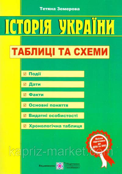 Історія України. Таблиці та схеми , Авт.: Земерова Т.