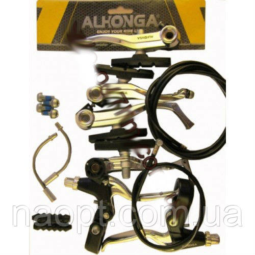 Обідне гальмо. Гальма колодкові з ручками ALHONGA. Обідні гальма. Гальма для велосипеда., фото 1
