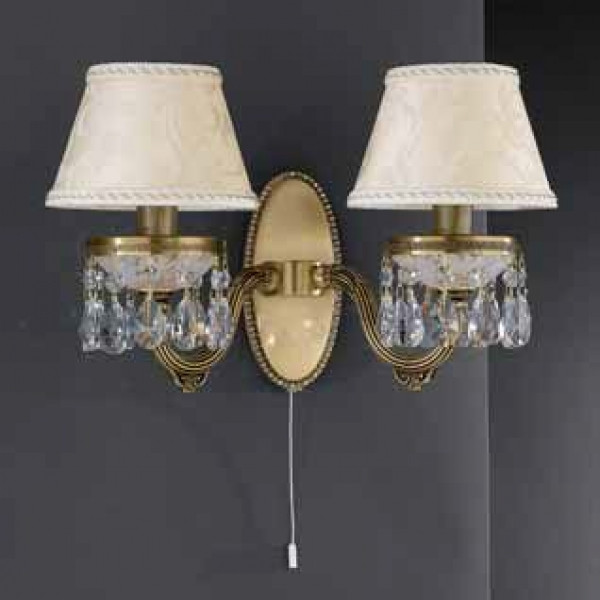 Бра RECCAGNI ANGELO A 6403/2 бронза/скло/тканина/кришталь