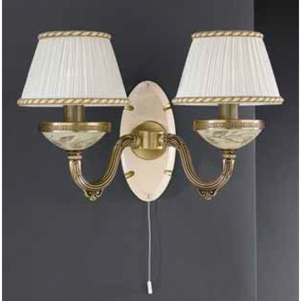 Бра RECCAGNI ANGELO A 6608/2 бронза/дерево/тканина/скло