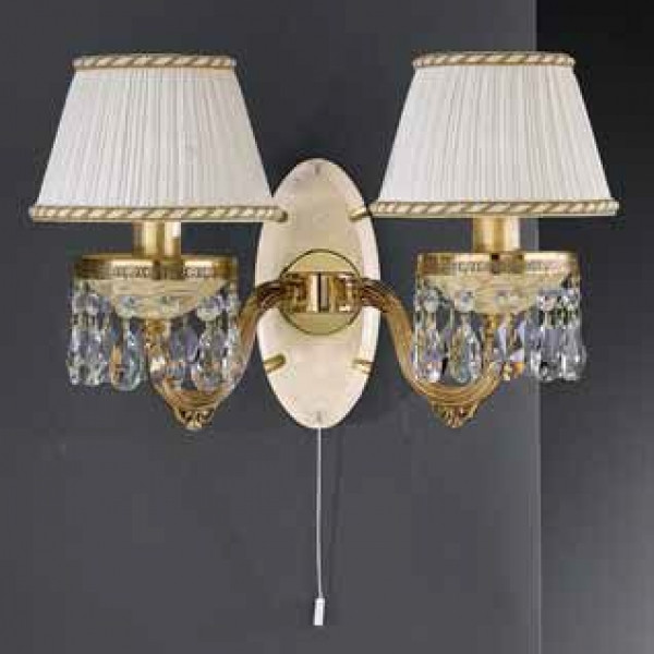 Бра RECCAGNI ANGELO A 6706/2 золото/дерево/тканина/кришталь