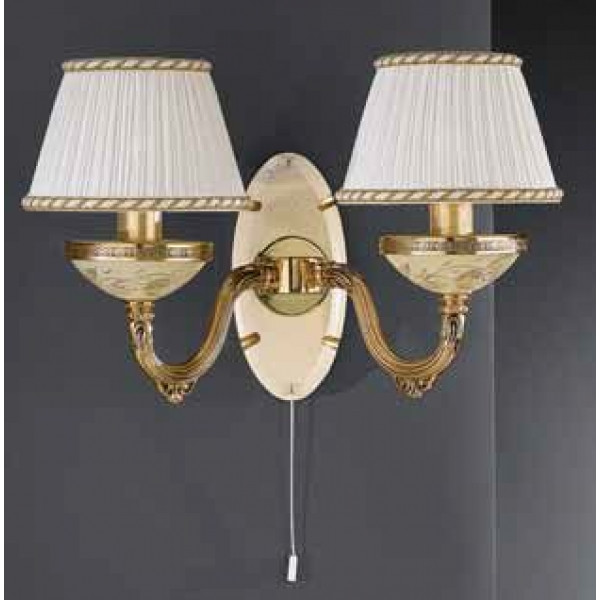 Бра RECCAGNI ANGELO A 6708/2 золото/дерево/тканина/скло